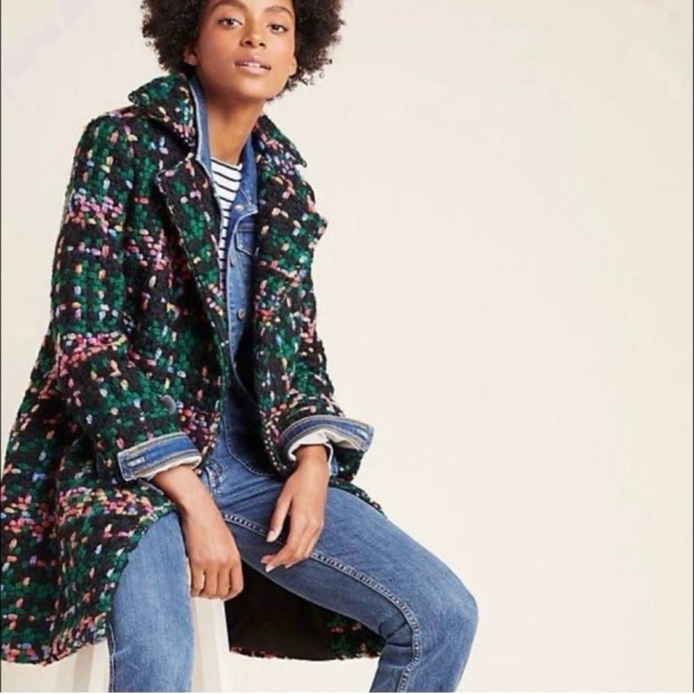 Pepaloves multi-color tweed coat NWOT